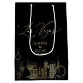 ラスベガスブラックアンド金ゴールド結婚ズ ミディアムペーパーバッグ (裏面)