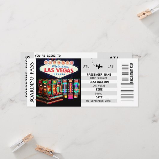 ラスベガスボーディングパスバチェロレッテ 招待状 (正面/裏面インサイチュ)