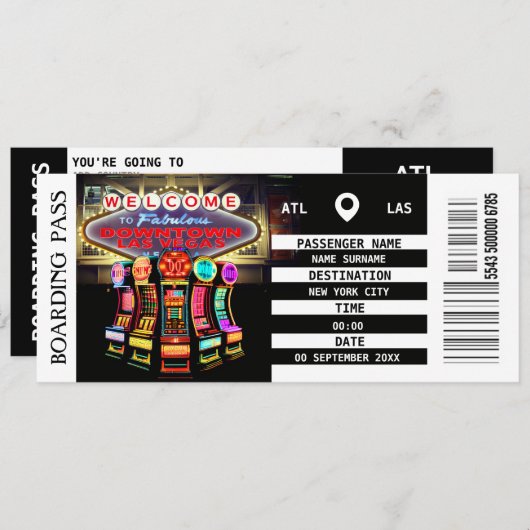 ラスベガスボーディングパス週末休暇ガールズ 招待状 (正面/裏面)