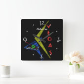 ラスベガスマンケーブネオンパーソナライズされたサイン スクエア壁時計 (ホーム)