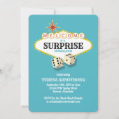 ラスベガスマーキーサプライズバースデーパーティティール(緑がかった色) 招待状 (正面)