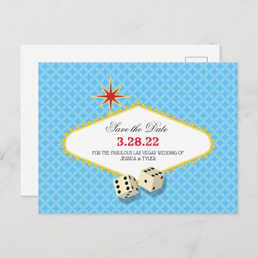 ラスベガスマーキーセーブザデートアクア ポストカード (正面/裏面)