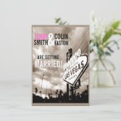 ラスベガスモダンヴィンテージセピア結婚式招待状 招待状 (スタンド正面)