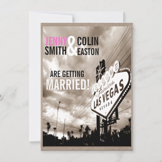 ラスベガスモダンヴィンテージセピア結婚式招待状 招待状 (正面)