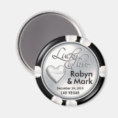 ラスベガスラッキーインラブカジノチップホワイト マグネット (正面/裏面)