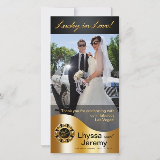 ラスベガスラッキーin愛ありがとうブラック/金ゴールド サンキューカード (正面)