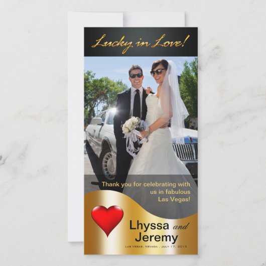 ラスベガスラッキーin愛ありがとうブラック/金ゴールド サンキューカード (正面)