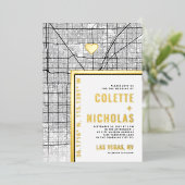 ラスベガスラブロケーター |シティテーマ結婚の 箔招待状 (立ち正面)