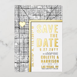 ラスベガスラブロケーター |結婚式の日付の保存 箔招待状