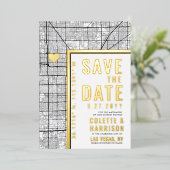 ラスベガスラブロケーター |結婚式の日付の保存 箔招待状 (立ち正面)