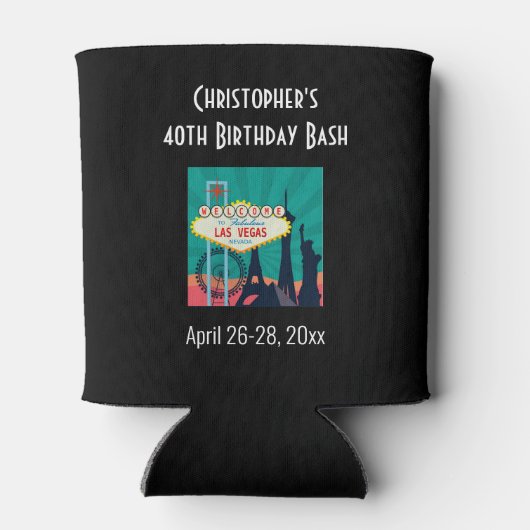 ラスベガスランドマークバースデーパーティーの旅のお気に入り 缶クーラー (裏面)