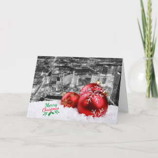 ラスベガスレッドオーナメントクリスマスカード サンキューカード