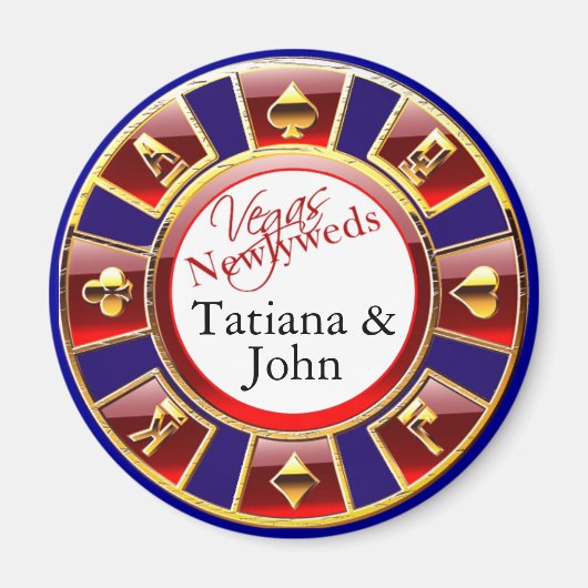 ラスベガスレッドブルー金ゴールドカジノチップマグネットの好意 マグネット (正面)
