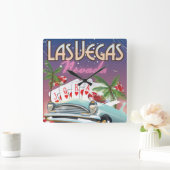 ラスベガスヴィンテージスタイルバケーションポスター スクエア壁時計 (ホーム)