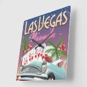 ラスベガスヴィンテージスタイルバケーションポスター スクエア壁時計 (傾斜)