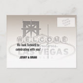 ラスベガスヴィンテージセピア結婚式の日付を保存 案内ポストカード (裏面)