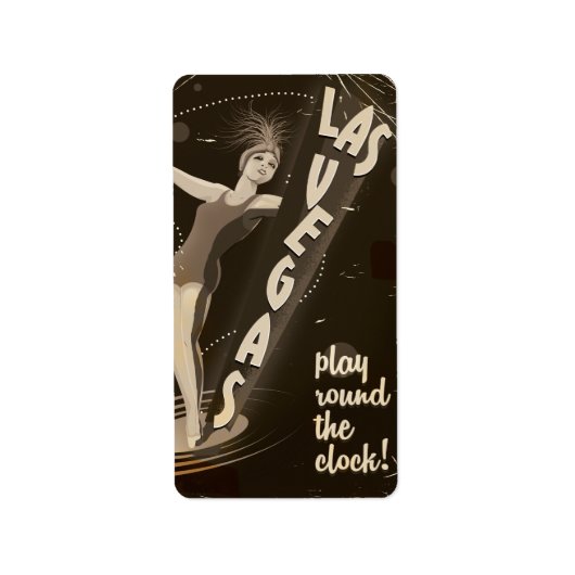 ラスベガスヴィンテージ旅行ポスター ラベル (正面)