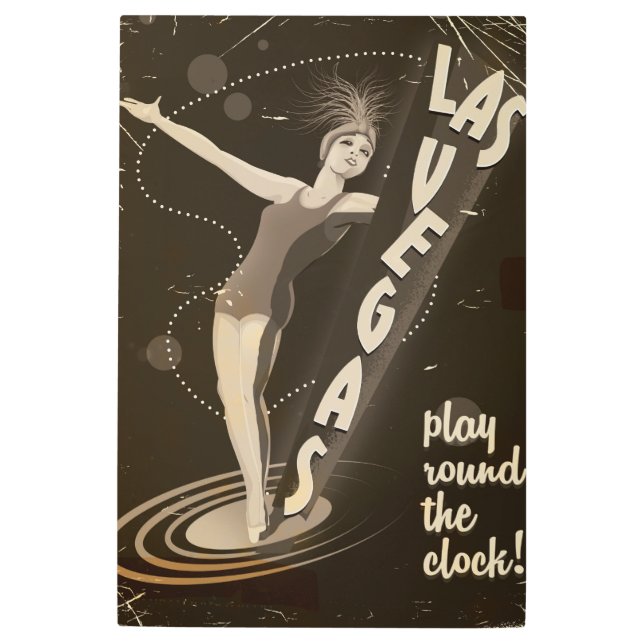 ラスベガスヴィンテージ旅行 メタルプリント (正面)