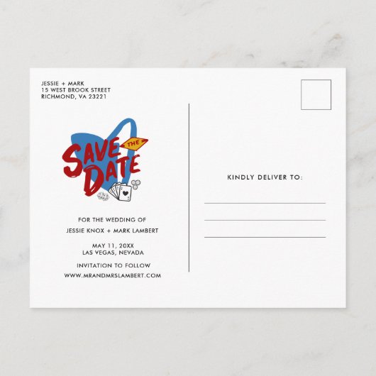 ラスベガス写真の日付の保存 案内ポストカード (裏面)