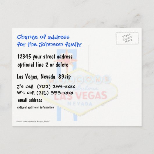 ラスベガス新住所のお知らせ 案内ポストカード (裏面)