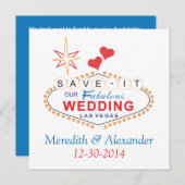 ラスベガス日付のウェディングカードを保存 セーブザデート (正面/裏面)