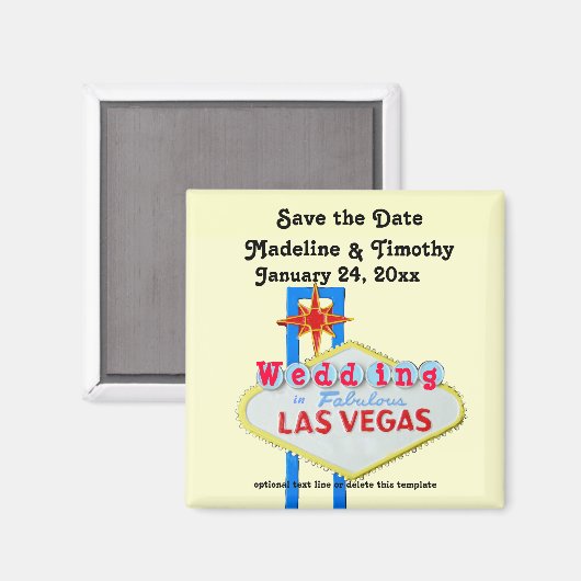 ラスベガス日付のネオン結婚サインを保存 マグネット (正面/裏面)