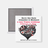 ラスベガス日付の保存ハート マグネット (正面/裏面)