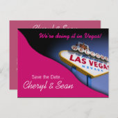 ラスベガス日付の保存(暗い赤紫色) 案内ポストカード (正面/裏面)
