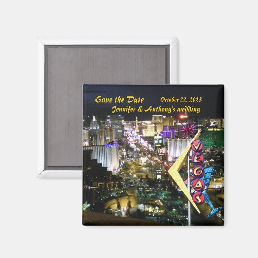 ラスベガス日付を保存ヴィンテージネオン記号 マグネット (正面/裏面)