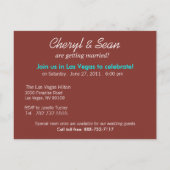 ラスベガス日付を保存(濃い赤) 案内ポストカード (裏面)