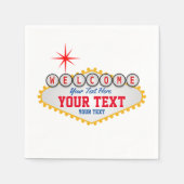 ラスベガス歓迎あなたのテキストナプキンに署名 スタンダードカクテルナプキン (正面)