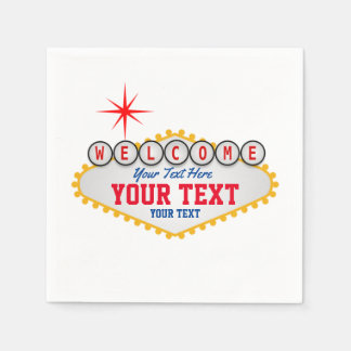 ラスベガス歓迎あなたのテキストナプキンに署名 スタンダードカクテルナプキン