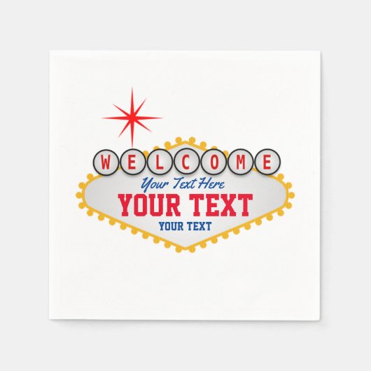 ラスベガス歓迎あなたのテキストナプキンに署名 スタンダードカクテルナプキン (正面)