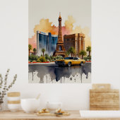 ラスベガス水彩画 ポスター (キッチン)