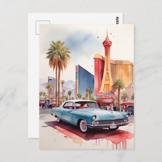 ラスベガス水彩画 ポストカード (正面/裏面)