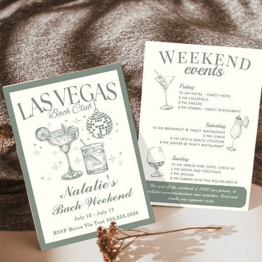 ラスベガス独身最後の社交カクテル行程 招待状