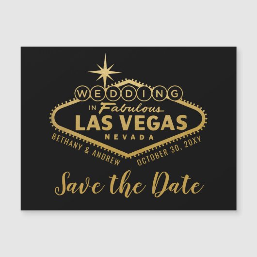 ラスベガス目的地ウェディングマグネット日付を保存 (正面)