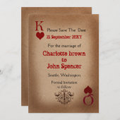 ラスベガス素朴ウェディングカード セーブザデート (正面/裏面)