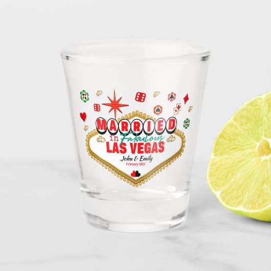 ラスベガス結婚したカップルマッチングバケーションネバダ ショットグラス (正面)