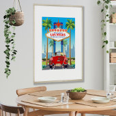 ラスベガス結婚のおもしろいプリントレッドスポーツカーヴィンテージ ポスター