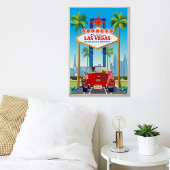 ラスベガス結婚のおもしろいプリントレッドスポーツカーヴィンテージ ポスター
