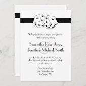 ラスベガス結婚のサイコロテーマホワイト&ブラック 招待状 (正面/裏面)