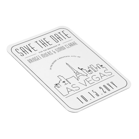 ラスベガス結婚のスタイル化されたスカイラインの保存日 マグネット (右側)