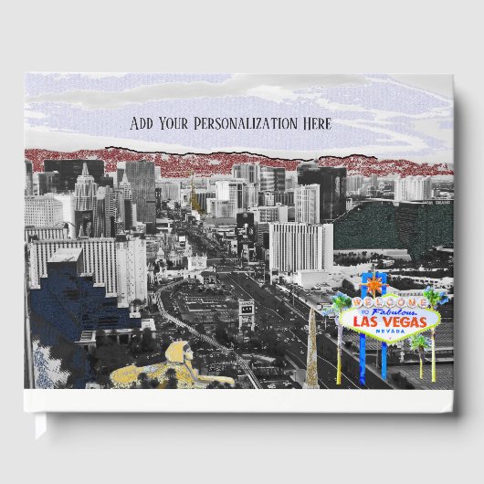 ラスベガス結婚のストリップとウェルカムサインビュー ゲストブック (正面)