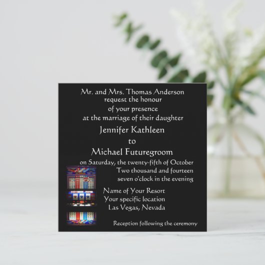 ラスベガス結婚のスロットマシン 招待状 (スタンド正面)