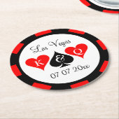 ラスベガス結婚のトランプのポーカーチップカスタム飲み物用コースター ラウンドペーパーコースター (アングル)