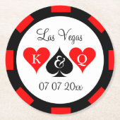 ラスベガス結婚のトランプのポーカーチップカスタム飲み物用コースター ラウンドペーパーコースター (正面)