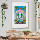 ラスベガス結婚のプリントヴィンテージブルースポーツカー ポスター