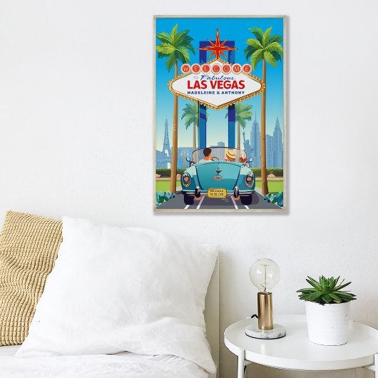 ラスベガス結婚のプリントヴィンテージブルースポーツカー ポスター