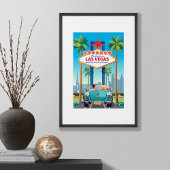 ラスベガス結婚のプリントヴィンテージブルースポーツカー ポスター
